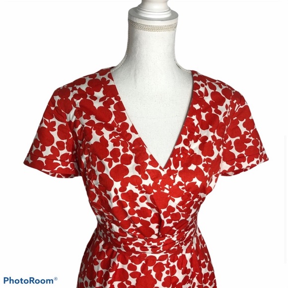 Boden Lara Wrap Dress Red Floral Midi Length Sz 8 - Picture 3 of 11
